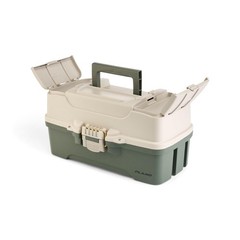 Three-Tray Tackle Box – Green/Tan, Rust-Proof Latch, Deep Storage, Portable Fish