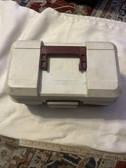 Vintage Woodstream Fishing Lure Tackle Case Box Sportsman Brown Tan