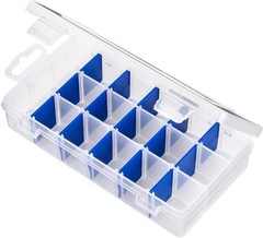 2003 Tuff Tainer Fishing Tray with 15 Zerust Dividers – 18 Compartments, Blue