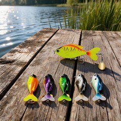 5PCS 9.5cm Topwater Popper Bait with Lifelike Spinner for Bass Fishing