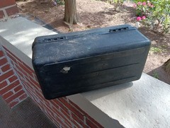 VINTAGE PF-1500 BLUEGILL OLD PAL BLACK PLASTIC FISHING TACKLE BOX