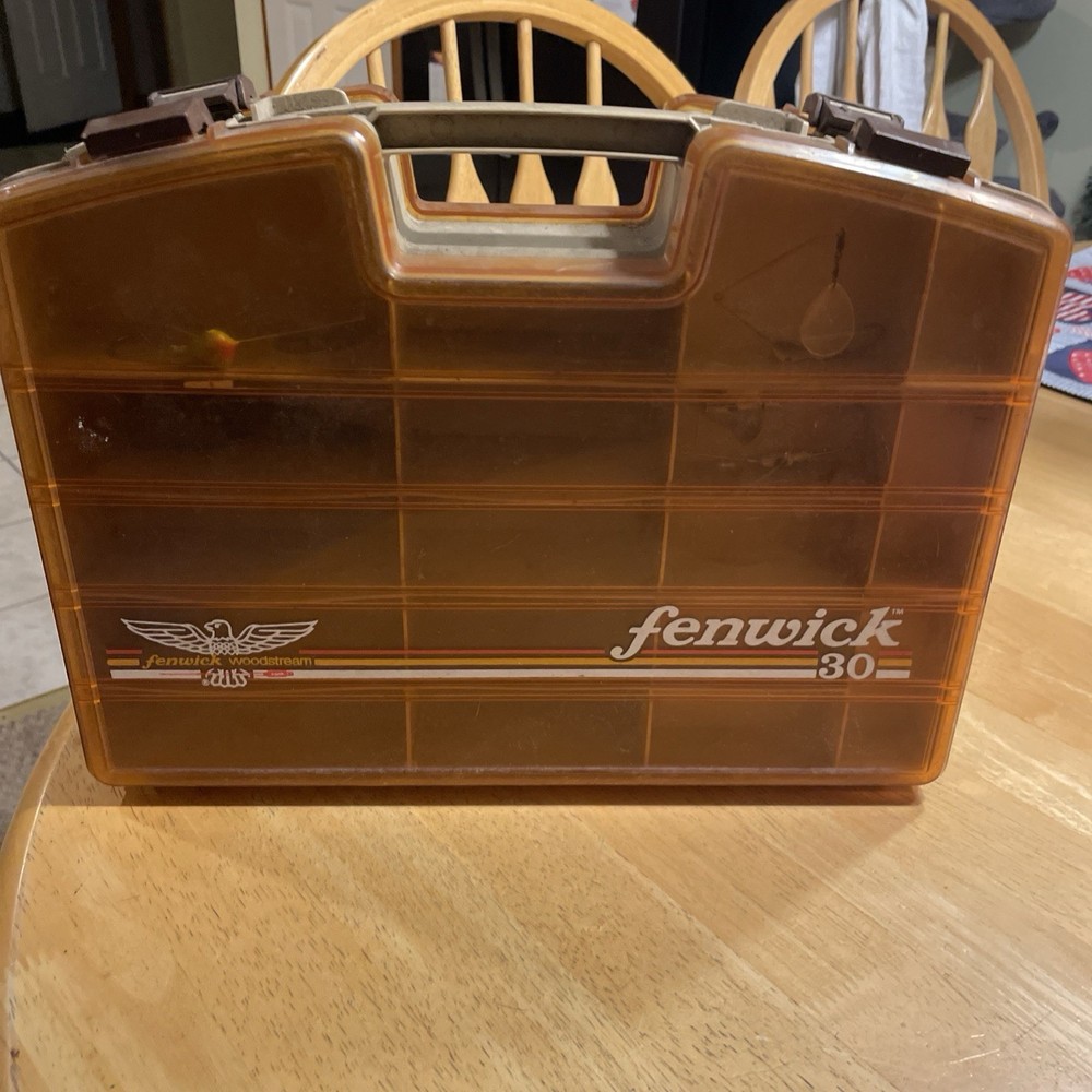 Vintage Fenwick Woodstream 30 Dual 2 Sided Latching Fishing Tackle 14″ x 11″Box