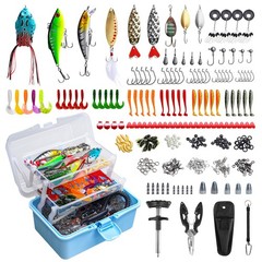 315PCS Portable Fishing Lures Tackle Box with Pliers & Hook Remover, 3-Tier C…