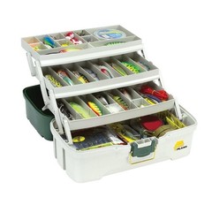 PLANO Three-Tray Fishing Tackle Box Green Metallic/Off-White