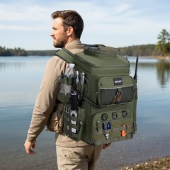 Fishing Backpack, 900D Water-Resistant Tackle Bag with Rod Holders, Insulated…