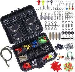 187/230Pcs Fishing Accessories Kit, Including Jig Hooks, Bullet Bass Casting