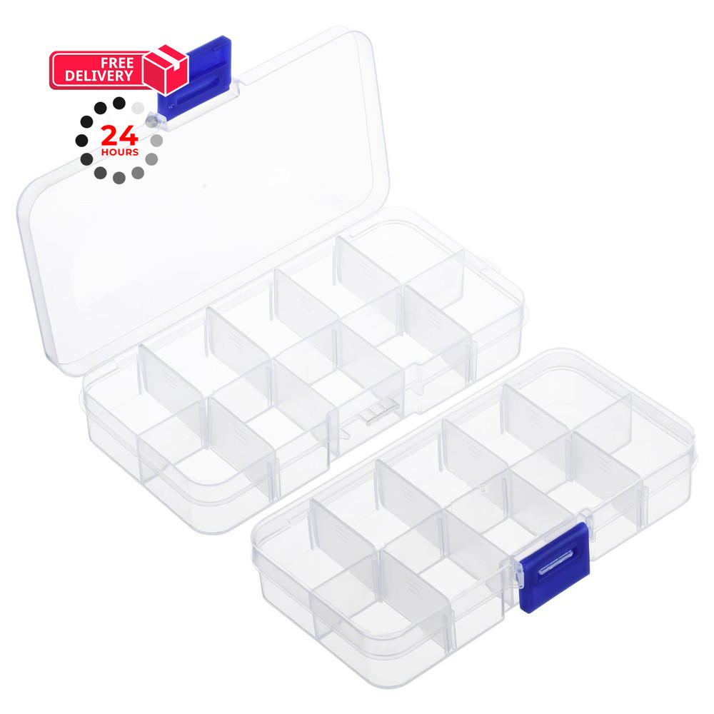 Easecos 2 Pcs Mini Fishing Tackle Box Clear Lure 5 x 2.5 x 0.9 inches