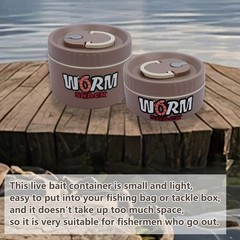 2Pcs Live Bait Storage,Fishing Bait Container Stainless Steel Worm Storage Box