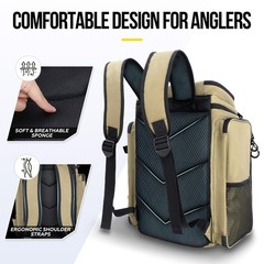 PLUSINNO Fishing Backpack with Rod Holders Tackle Box, 42L Large Water-resistant