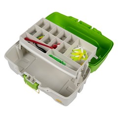 Fishing Tackle Box 46pc Tackle Kit Freshwater Organizer W/ Brass Latch Plastic