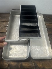 Vintage UMCO Corporation Model 500 Stipple Aluminum Tier Tackle Box 5″x7″x18″