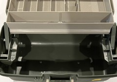 Vintage Plano Fishing Tackle Box 6102 Fold Out Tray 13” X 7” Gray /Green