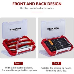Double Sided Fishing Tackle Box, Lure Bait Organizer with Removable Compartments