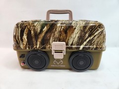 Real Tree Tackle Box Bluetooth Speaker 3 Shelf Green Camo Hard Case RLT6005-CM