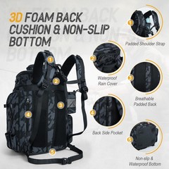 Fishing Backpack, 900D Water-Resistant Tackle Bag with Rod Holders, Insulated…