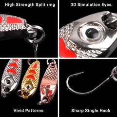 Trout Fishing Spoon Lure Set Single Hook Trout Lures Hard Metal Baits Mini Fi…