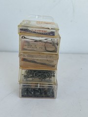 Vintage Old Pal Woodstream PF 1060 Tackle Box w/ Lures Eagle Claw Hooks Kmart