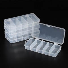 4pcs Fishing Tackle Box, 5-Grid Fish Bait Hooks Accessory Storage Case, Clear