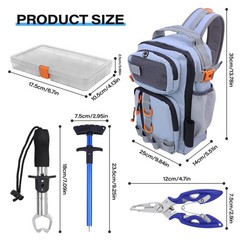 Fishing Backpack with Tackle Boxes&Tool Set,Waterproof,Fish Shoulder Bag Gray