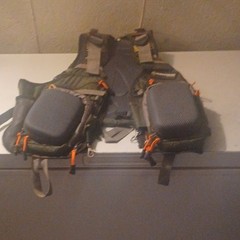 Wakeman Outdoors Fishing Chest Pack Nylon/Mesh 6-Pocket Green/Gray/Orange, Strap