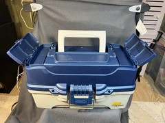 PLANO RETRO Two Tray Tackle Box Model 6202 Blue & Beige Color Fishing Tackle Box