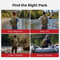 Fishing Backpack, Rod Holders, Lightweight Sling Bag, Khaki