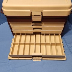 Vintage Plano 758 Large 4 Drawer Tackle Box Tan & Brown Made in USA – NOS