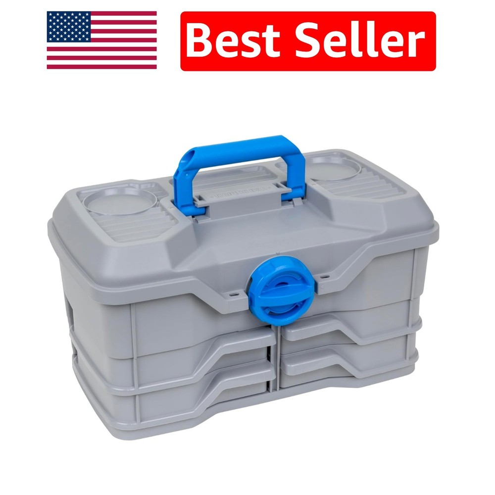 Compact Fishing Tackle Box – 4 Swing Trays & 25-Piece Starter Kit Included