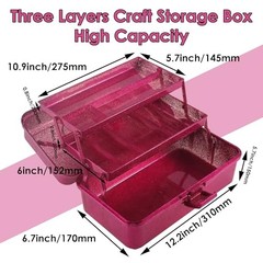 Glitter Purple 3 Layer Craft Storage Box, Purple Tackle Box Organizer | Pink