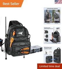 BaitSpace Large Fishing Sling Bag – Water-Resistant Tackle Backpack in Camo