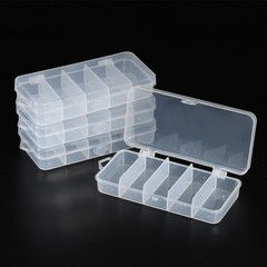 4pcs Fishing Tackle Box 5-Grid Fish Bait Hooks Accessory Storage Case Clear