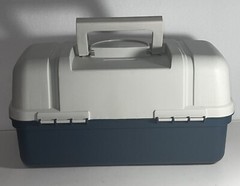 Vintage PLANO Model 6103-91 Tackle Box with 3 Tier Folding Trays Green Beige
