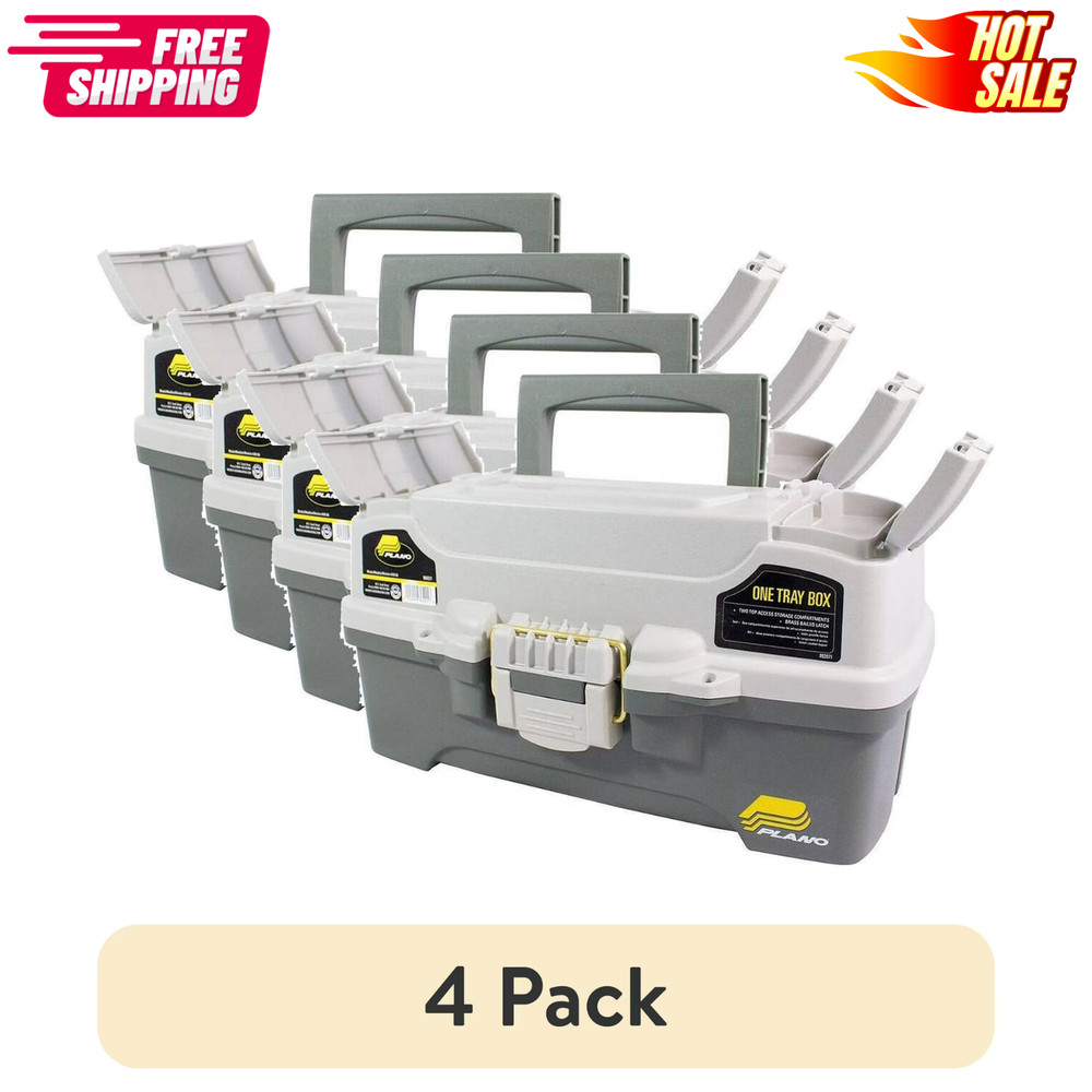 4 Pack Plano 6201 One Tray Tackle Box Bait Storage Cantilever