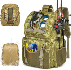 45L Fishing Backpack with Cooler, Rod Holders & Rain Cover – Khaki Camo