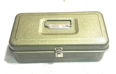 Vintage 13″ GREEN Metal Tackle Tool Utility Box Fishing NOS