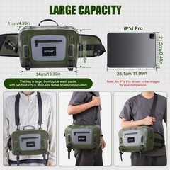 Goture Waterproof Fishing Waist Pack, IPX8 840D TPU Large Tackle Bag with Rod Ho