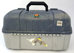 Flambeau 2059 7-Tray Tackle Box Hip Roof Fishing Organizer Blue USA Made 20″