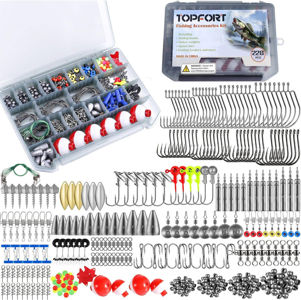 187/343Pcs Fishing Accessories Kit, Organized Fishing Tackle Box with Tackle Inc