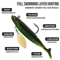Soft Fishing Lure Set Black,White,Green,Pink,Red 6PCS