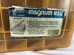 Plano Magnum 1152 Vintage Fishing Tackle Box 52 Pockets w Movable Dividers Amber