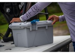 Plano PLAM1071B Marine Water Resistant Bin Storage Box, Gray w/Blue ABS Latches