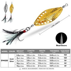 For Proberos Fishing VIB Spoon 3.5g 5g 7g 10g 15g Gold Silver Metal Lure