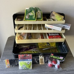 Vintage My Buddy Tackle Box Lures Hooks Line Floats Older Fishing Box Expands
