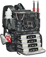 Matein Fishing Backpack 4 Tackle Rod Holder Tackle Backpack Safety Compartment