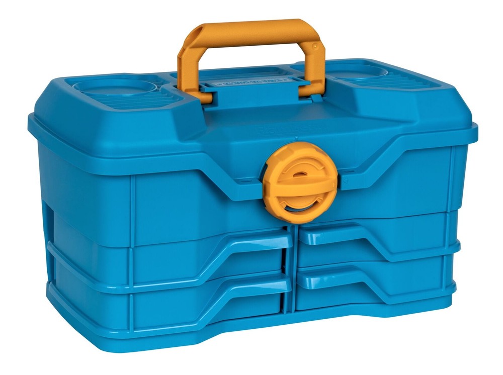 Medium Fishing Tackle Box 14 Inches Plastic Blue Waterproof Storage Organizer