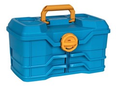 Medium Fishing Tackle Box 14 Inches Plastic Blue Waterproof Storage Organizer