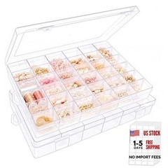 Clear Bead Organizer Tackle Box with Adjustable Dividers for Jewelry Art 2 Pack