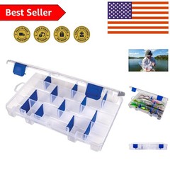 Translucent Fishing Tackle Organizer – 12 Dividers for Quick Identification