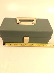 Vintage Plano Two Tray Green Tackle Box Used Condition Model 5802