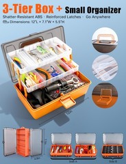 Large 3-Layer Fishing Tackle Box with 417 Pcs Lures Kit, Gloves & 2-Sided Box –